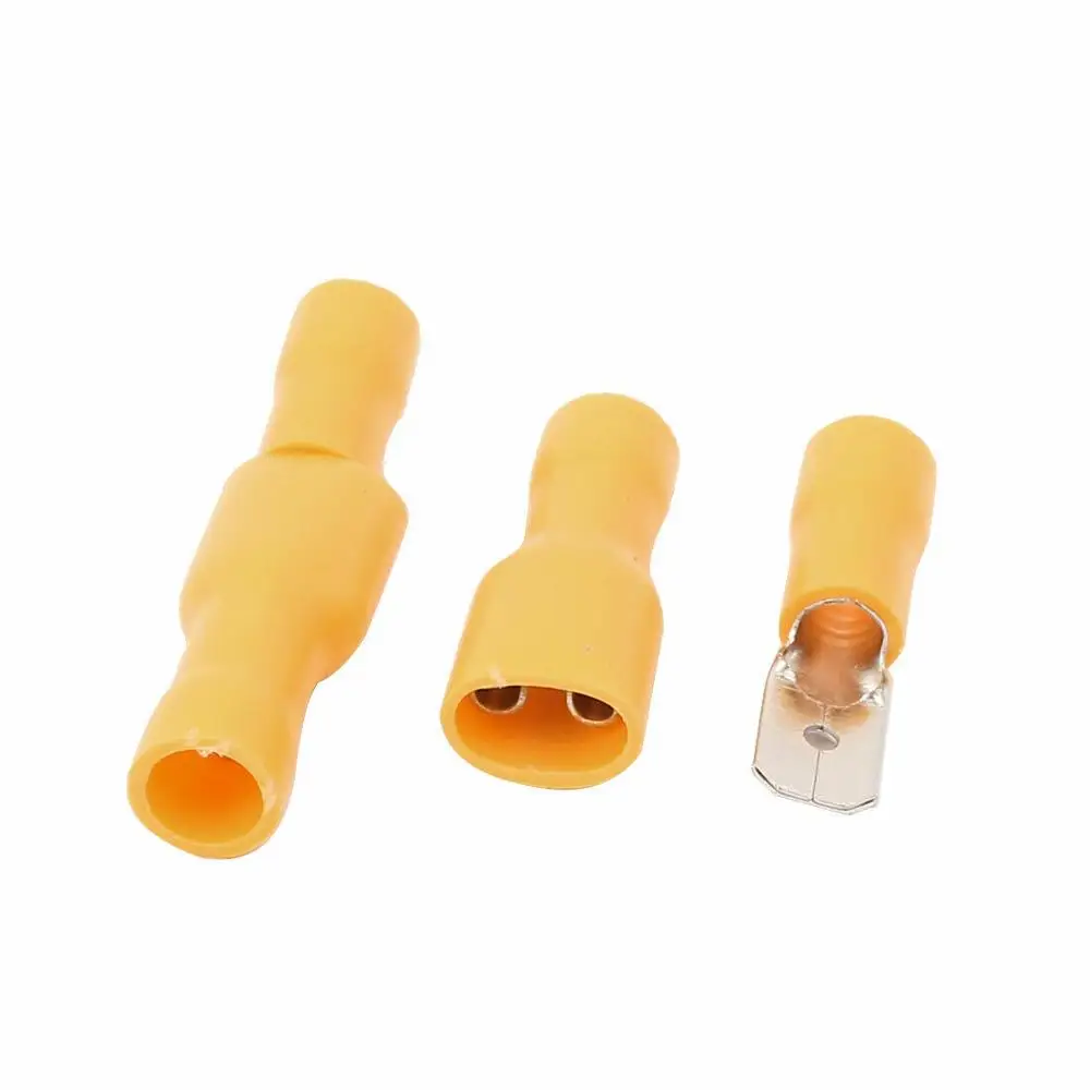 Детали для соединения электрических проводов обжимные клеммы желтого цвета