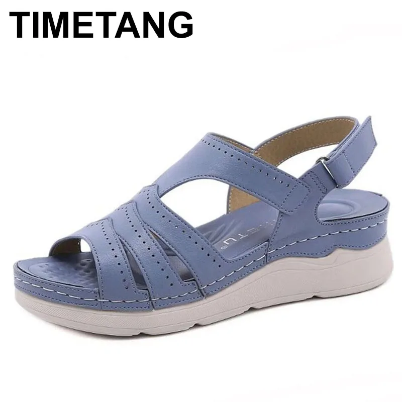 

TIMETANGFashion на платформе; Женские босоножки; Летняя обувь; Женская повседневная обувь с застежкой-липучкой на не сужающемся книзу массивном шл...