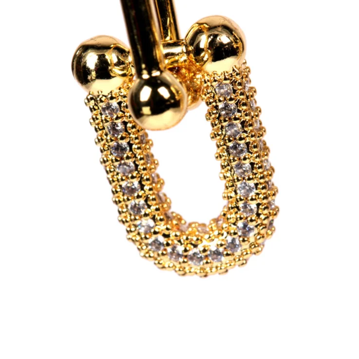 

Women Retro U-shaped creative earrings cold wind detachable short micro-inlaid zircon earrings