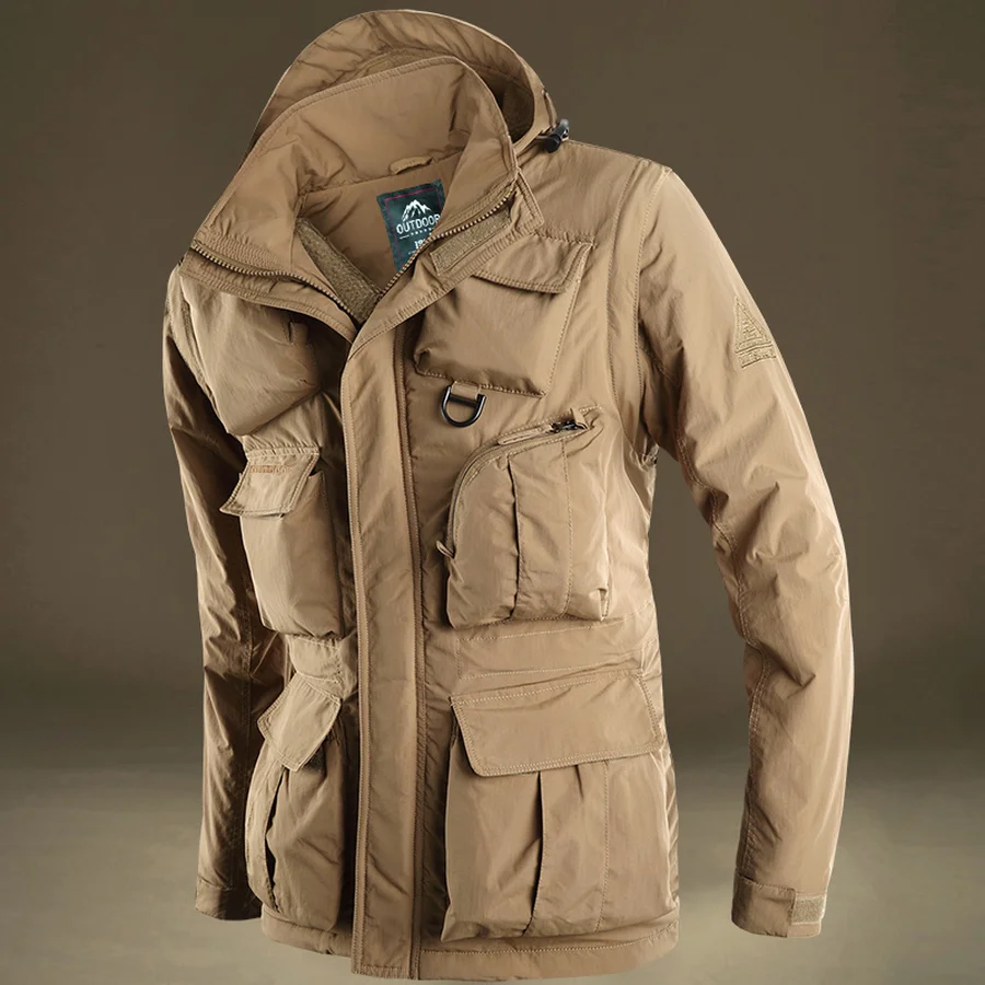 Мужская куртка-бомбер с капюшоном зимняя армейская Зеленая s Campera Hombre мужские