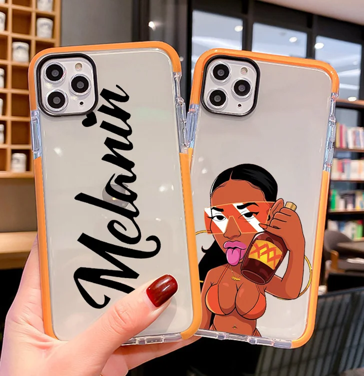 

Black Girl Case For iPhone 11 12 Pro Max mini XR X XS Max 7 8 6S Plus SE 2020 Phone Cases Candy Clear Shockproof Soft Cover Capa