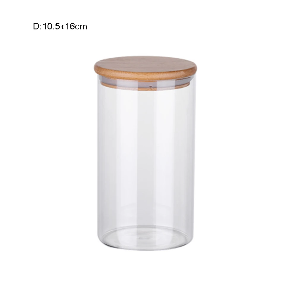 

Storage Tank Food Container Bamboo Covered High Borosilicate Food Sealed Glass Tank Kitchen Miscellaneous Grain Organizer