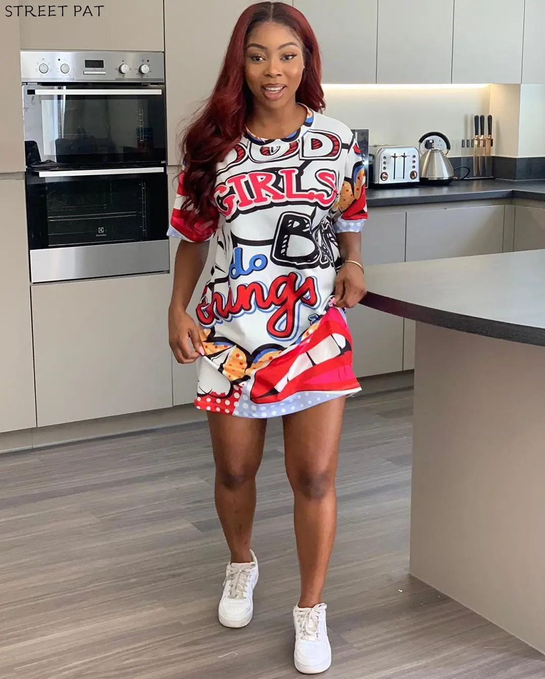 Забавное сексуальное платье-рубашка с буквенным принтом женское свободное