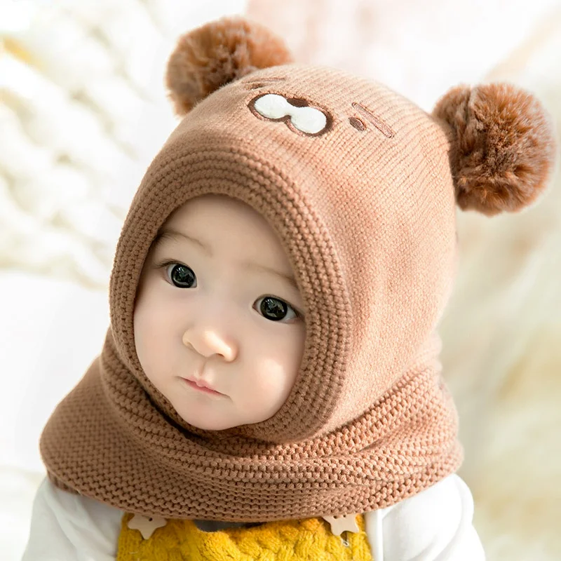 Newborn Baby Winter Hat Warm Lining Cartoon Tiger Neck Girl and Boy Beanie Kids for Boys | Аксессуары для одежды