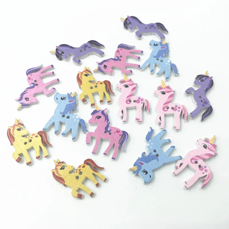 100 шт. деревянные пуговицы в форме единорога 25-29 мм | Дом и сад