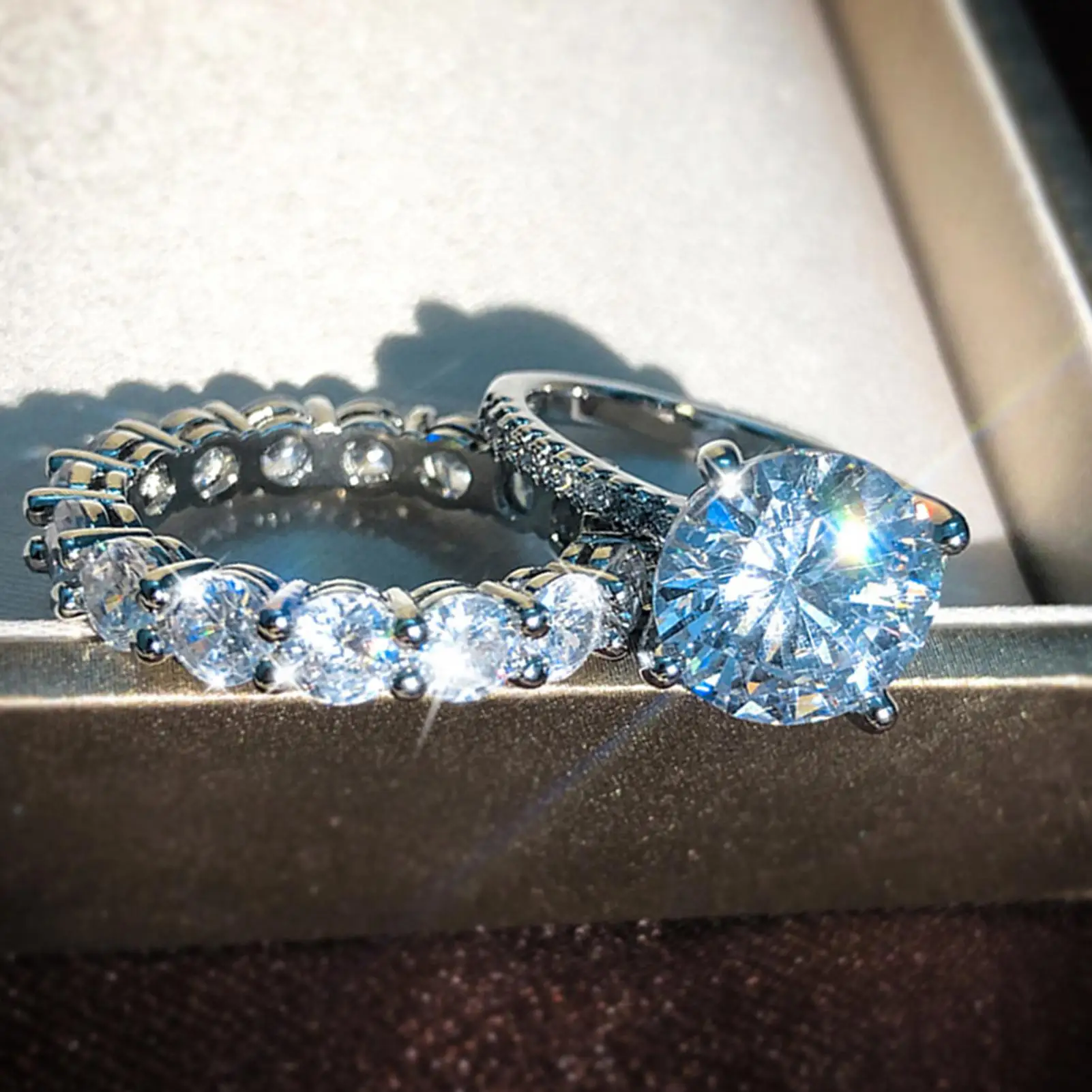 

2 шт. Стразы, инкрустированные обручальные парные кольца, набор, подарок на день Святого Валентина