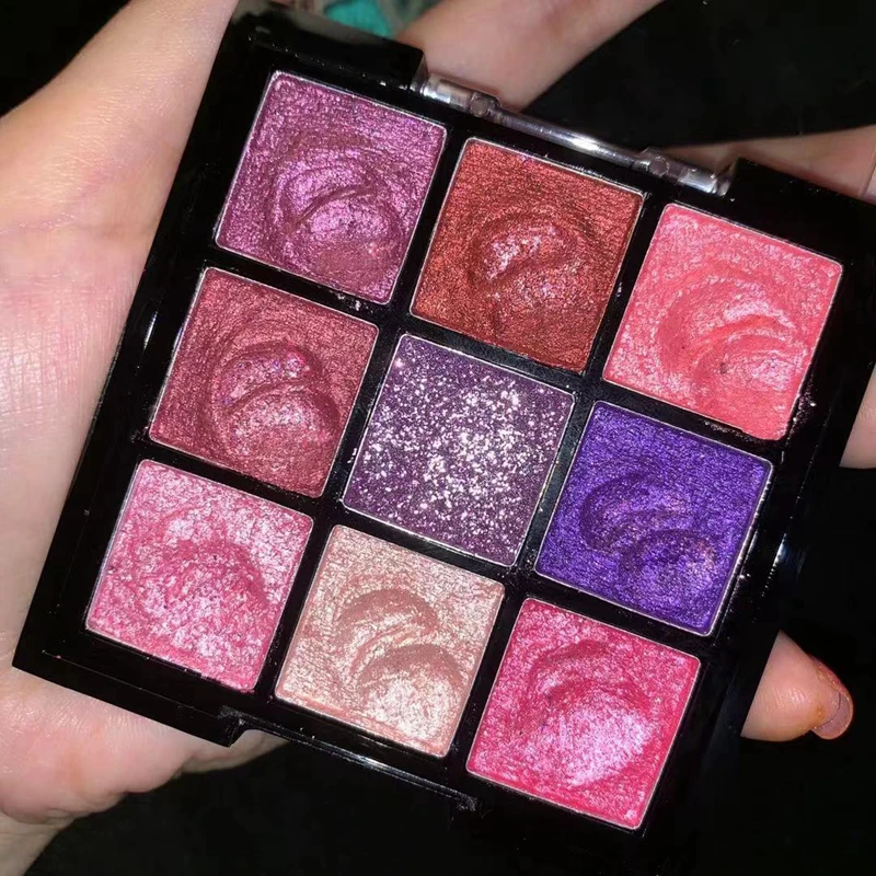 Палитра алмазных мерцающих теней для век 9 цветов блестящие металлические