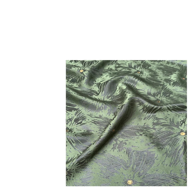 

Weaving Gold Mulberry Satin Jacquard Silk Fabric Green Bottom Dress Qipao Hanfu Mulberry Silk Fabric