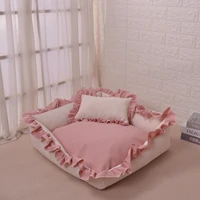 cotton with lace dog bed breathable and comfortable pet kennel square pet sofa bed
