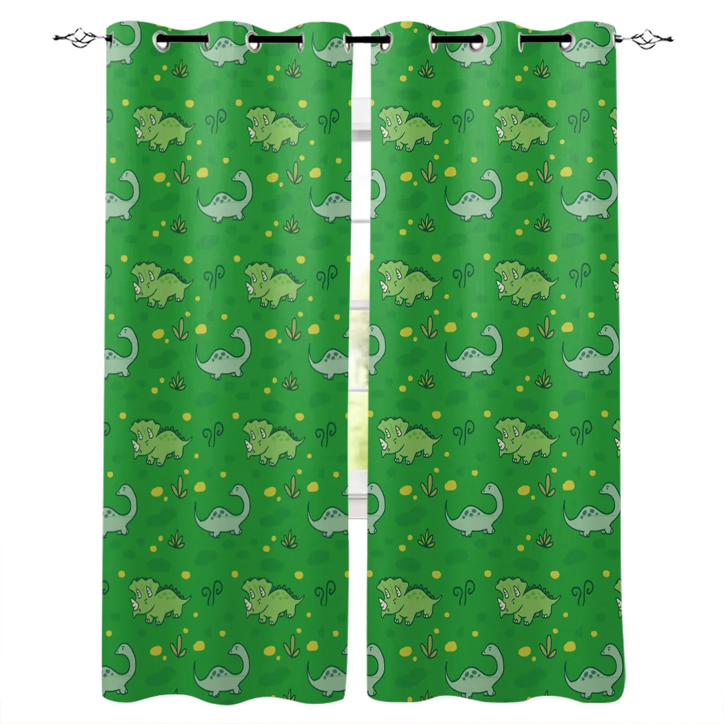 Занавески с милым динозавром зеленые Мультяшные занавески для гостиной ванной