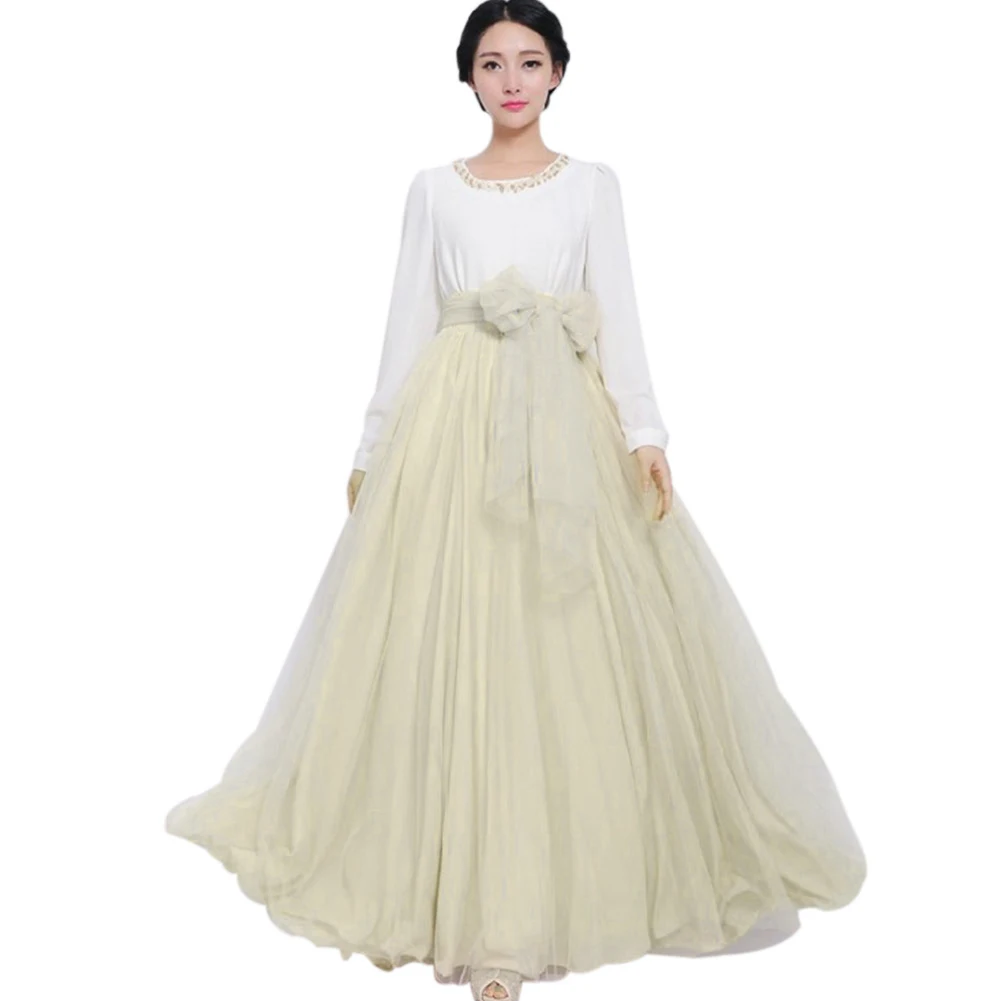 

Women Dance Photography Fashion High Waist Party Wedding Long Princess Pleated Cute Bubble Skirt