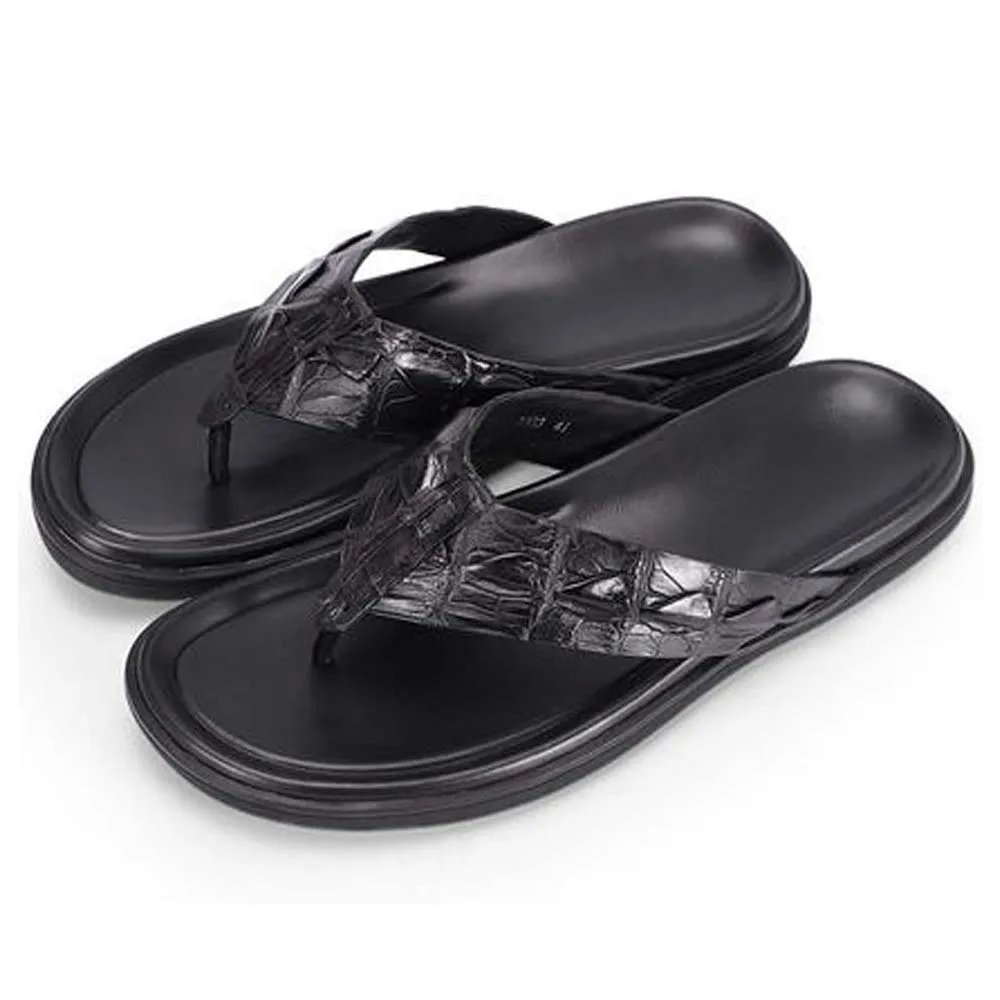 

piliyuan men slippers male outdoor crocodile slippers male leisure sandals non-slip true Crocodile leather flip-flops