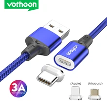 Vothoon 3A Magnetic USB Cable Fast Charging Micro USB Type C Cable For iPhone Samsung Xiaomi Magnet Charger Mobile Phone Cable
