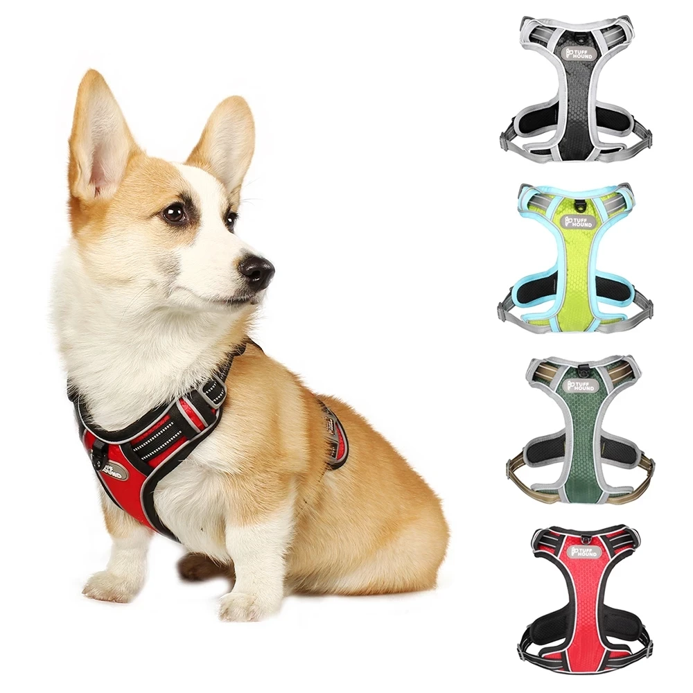 

Nylon Dog Collars Harness Vest Adjustable Breathable Reflective Chest Back Pet Mesh Harnesses For Medium Large Dog