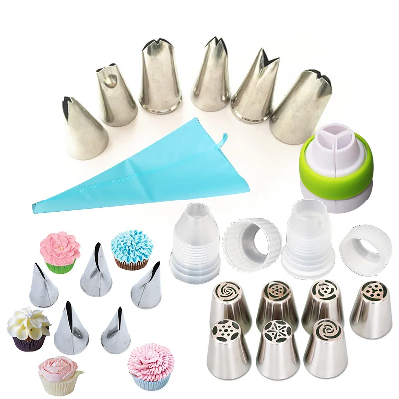 

7-27 Pcs DIY Korean Style Cream Bakeware Cupcake Cake Decorating Baking Tool Stainless Steel Nozzles Sets Icing Piping Nozzles