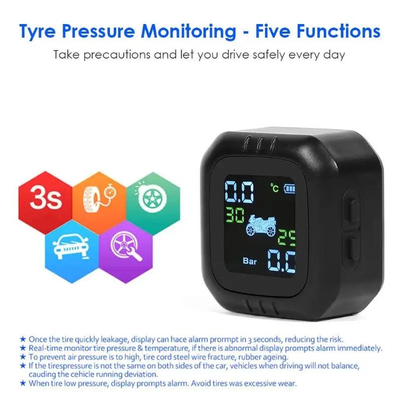Система контроля давления в шинах TPMS для мотоцикла беспроводной ЖК дисплей