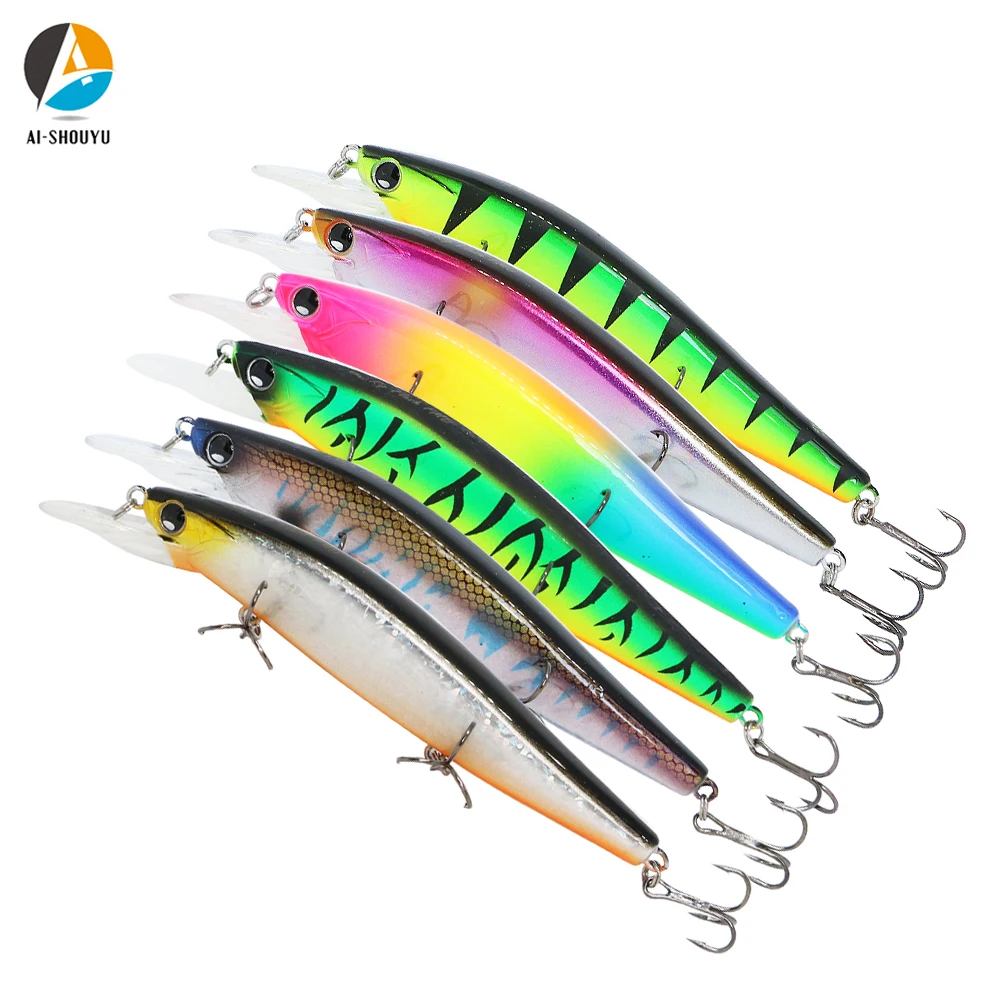 

AI-SHOUYU 1PCS Laser Minnow Fishing Lure 115mm 15.5g Pesca Hooks Fish Wobbler Tackle Crankbait Artificial Hard Bait Swimbait