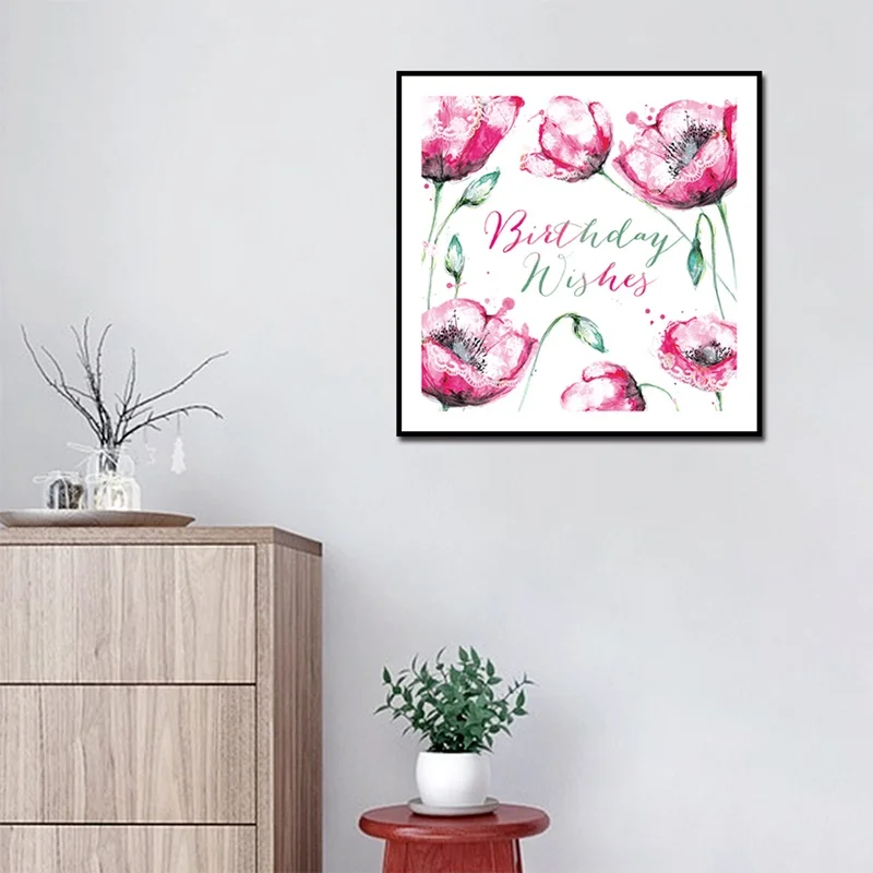 

Posters Abstract Flowers Pink Canvas Painting and Prints Wall Art Decoration for Living Room and Bedroom Frameless Style