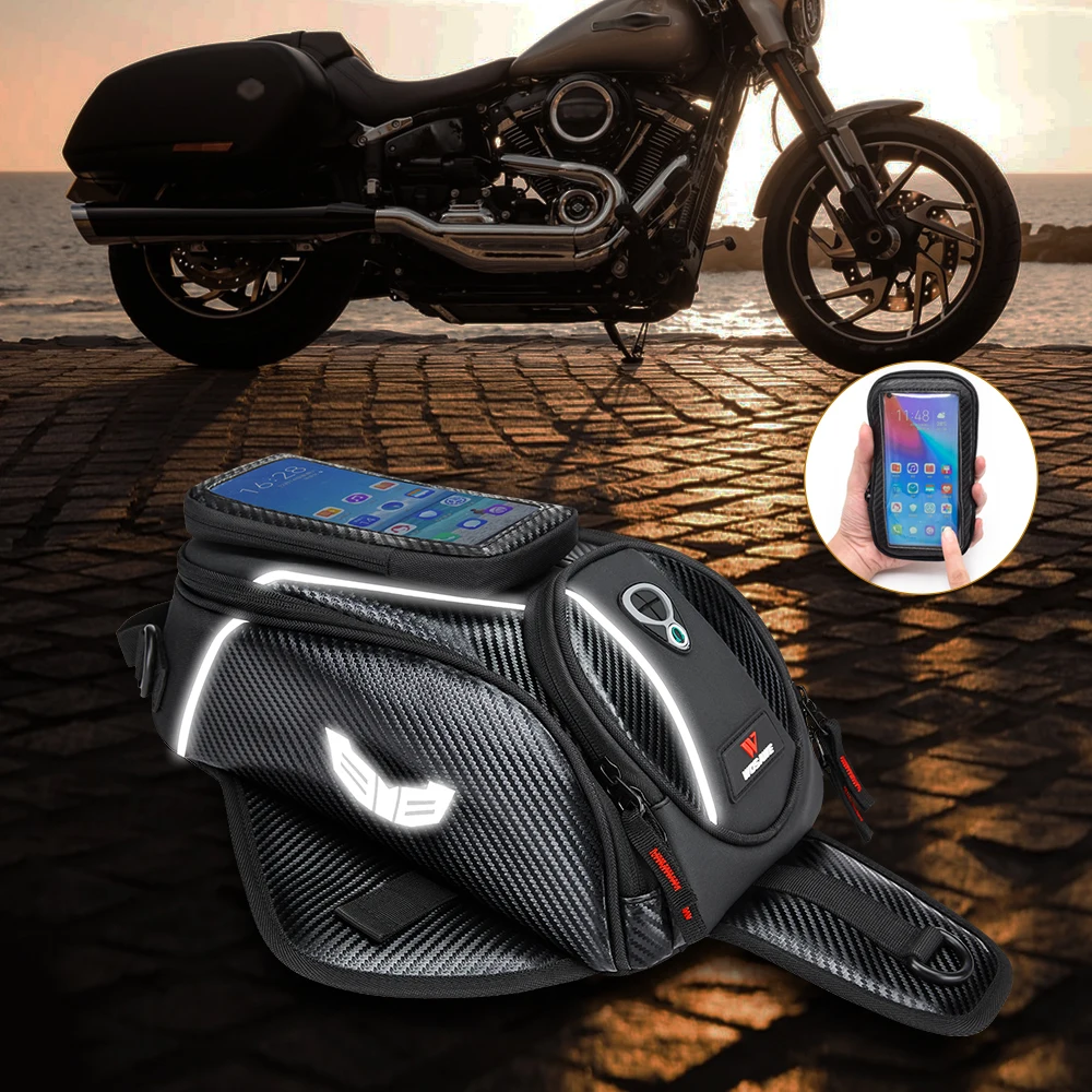 

WOSAWE Strong Magnetic Motorcycle Oil Tank Bag GPS Navigation Waterproof Motorbike Single Shoulder Bag Backpack Luggage