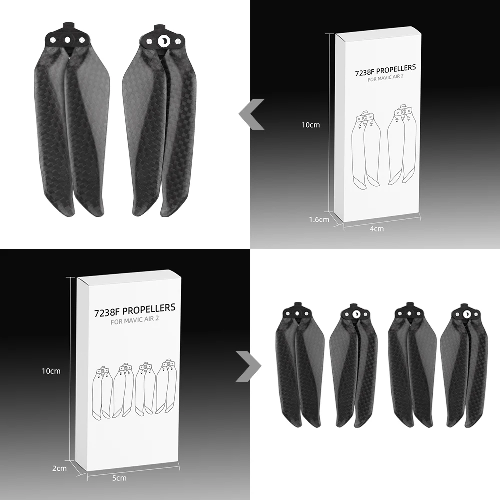 Пропеллеры из углеродного волокна 7238F с низким уровнем шума для DJI Mavic Air 2 |