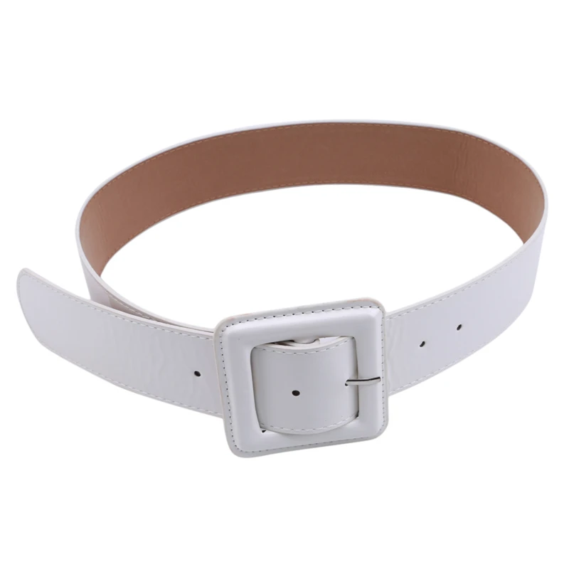 

Big Square Buckle Belts For Women Bright Patent Leather Waist Black Pin Buckles Wide Belt Ladies Casual Dress Waistbands Femme