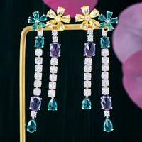 siscathy exquisite fashion cubic zirconia hanging earrings for women luxury wedding banquet party anniversary jewelry female