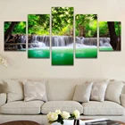 Картина на холсте с зеленым пейзажем, с рамкой, лес Фолз, природа, настенное искусство, декор для гостиной, спальни, настенный плакат с рамкой