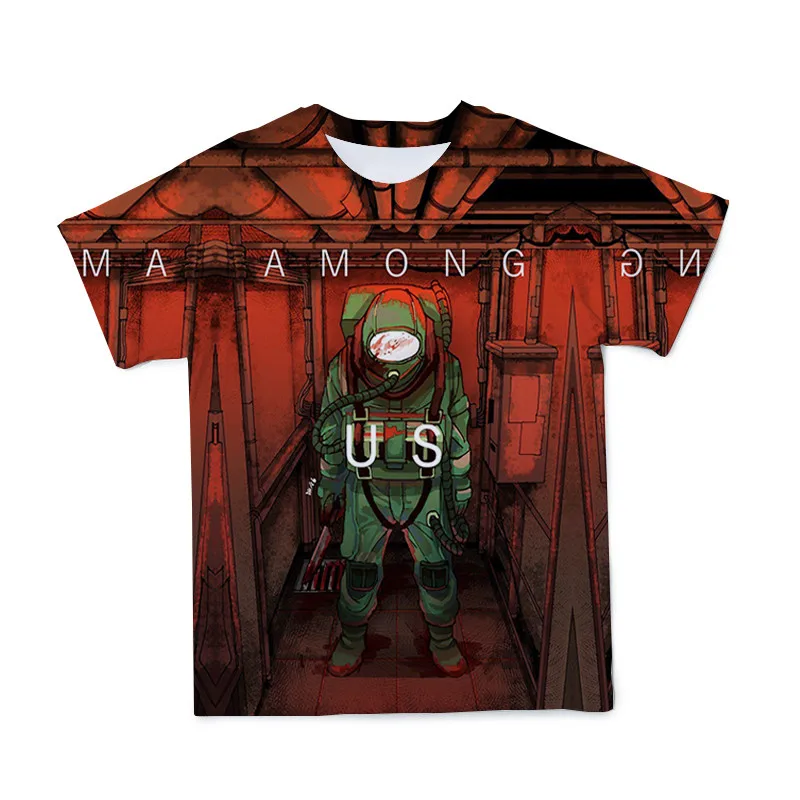 

2021 Among US New Summer 3D Children's T-Shirt Cute Children's Top O-Neck Short-Sleeved Fashion Casual Children's Breathable Top