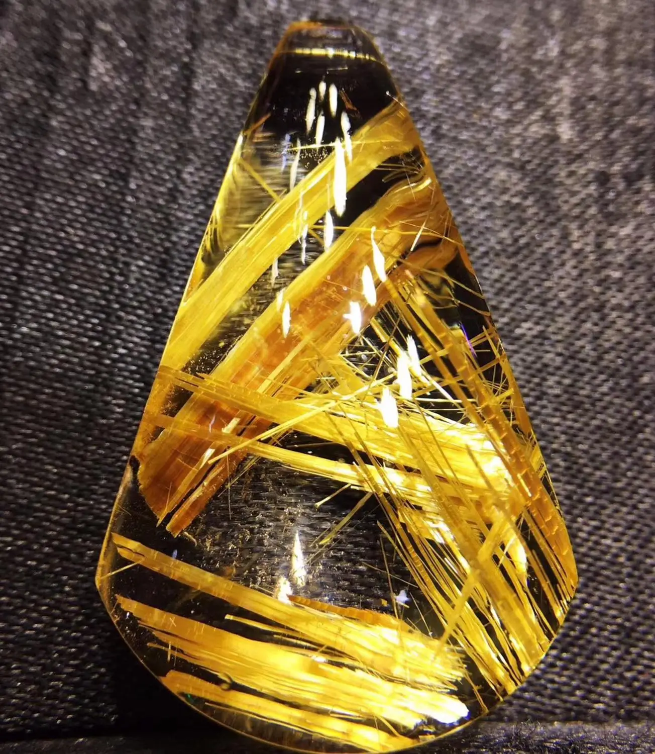 Сертификат натуральный золотой Rutilated Кварц подвеска в виде капли воды Титан