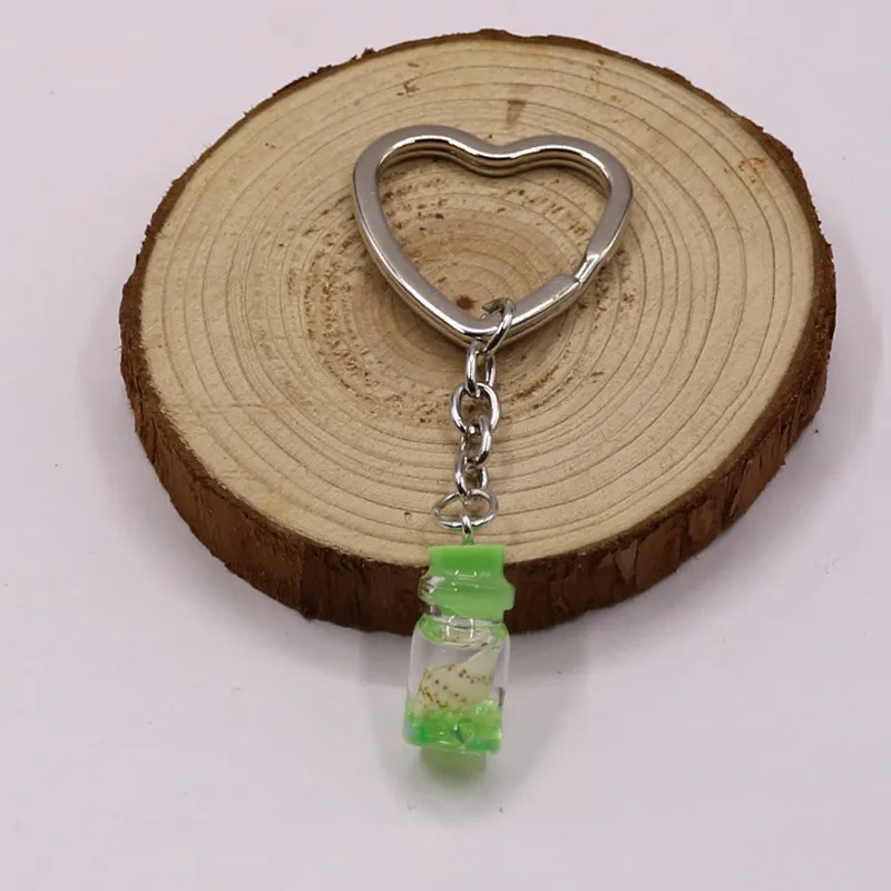 Кольцо для ключей в форме сердца брелок виде стеклянной бутылки ракушка женщин и