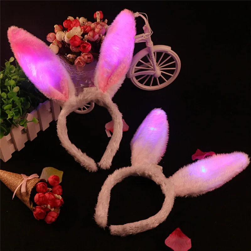 Повязка на голову со светодиодной подсветкой заячьи кроличьи уши | Дом и сад