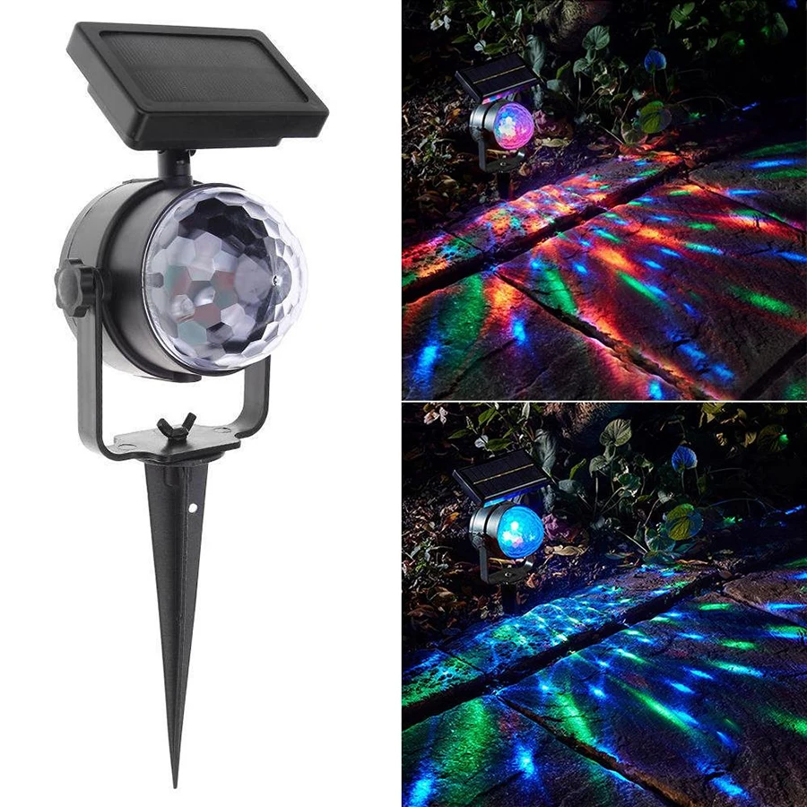 

Solar Powered Rotating RGB Crystal Magic Ball Disco Stage light Christmas Party Lamp Outdoor Garden Lawn Laser Projector Lamp
