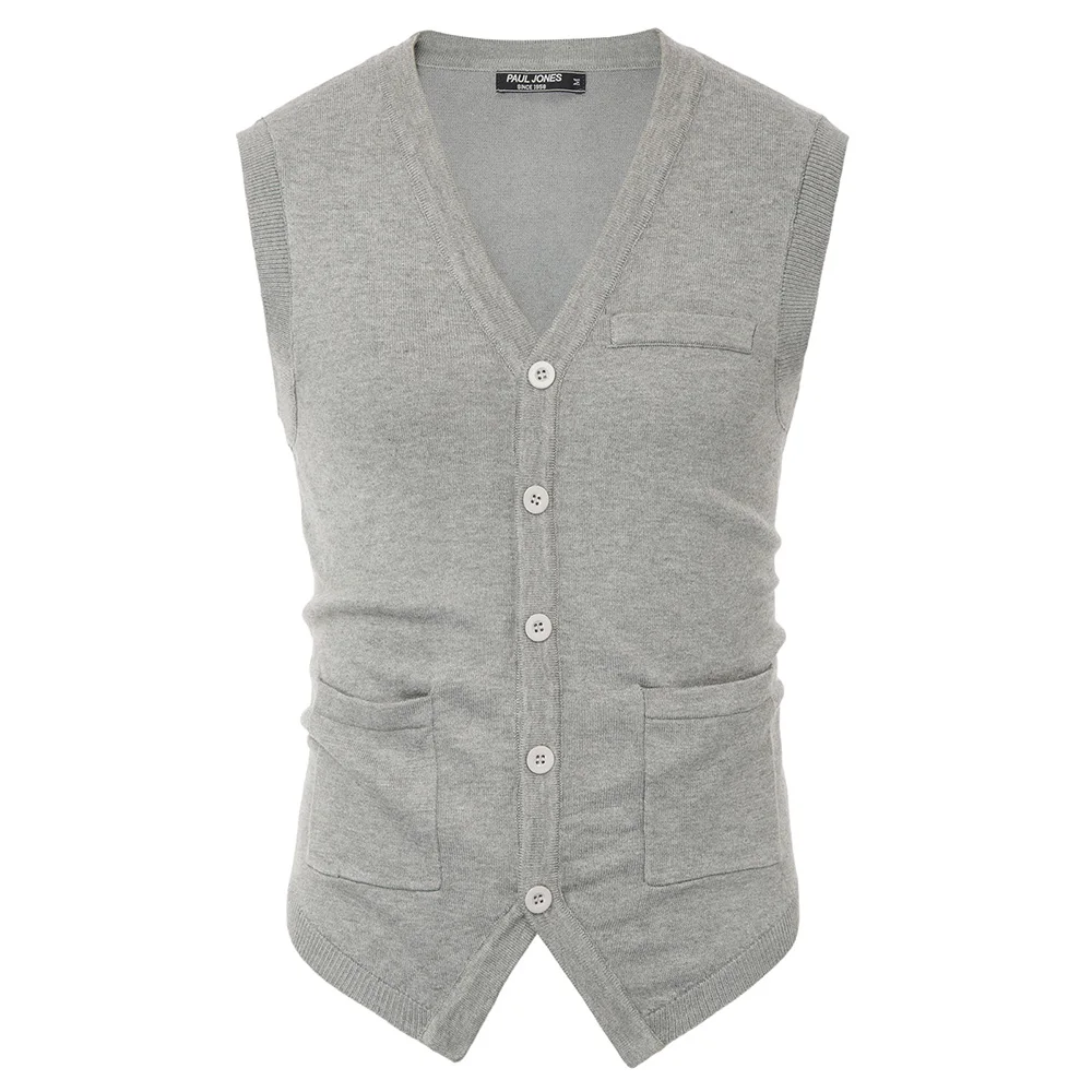 Мужской трикотажный жилет однотонный теплый Трикотажный без рукавов с v образным