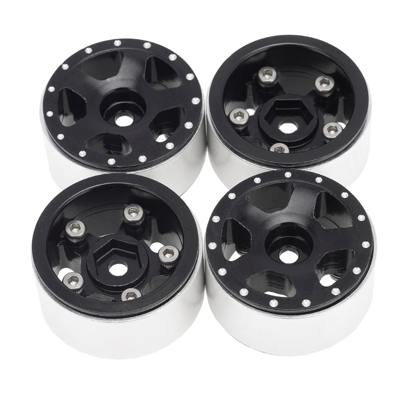 

583E 4pcs Metal Wheel Rim Beadlock Hubs Set for 1/24 Axial SCX24 9008 RC Car
