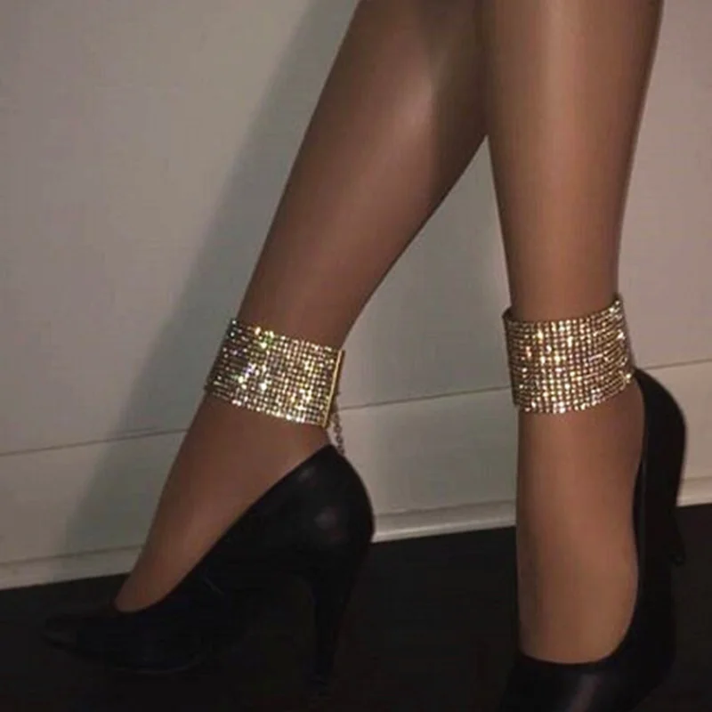 

Punk exaggerated sexy anklet full drill multi-layered bare foot chain women wholesale boho jewelry bracelets for women