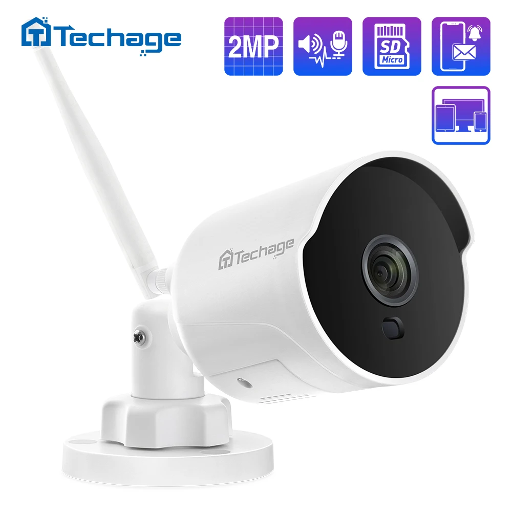 Беспроводная IP камера Techage 1080P 2 МП Wi Fi двустороннее аудио ИК Ночное Видение P2P