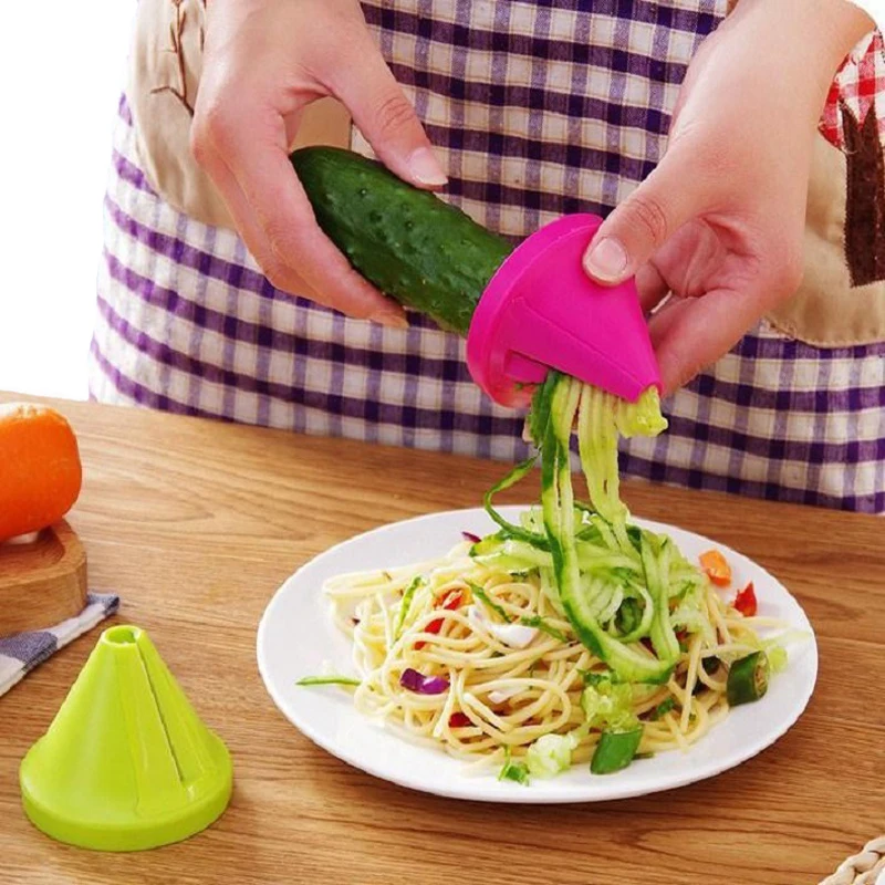

1Pcs Potato Carrot Manual Slicer Shred Device Kitchen Tool Vegetable Fruit Slicer Funnel Model Spiral Cutter Stainless Steel