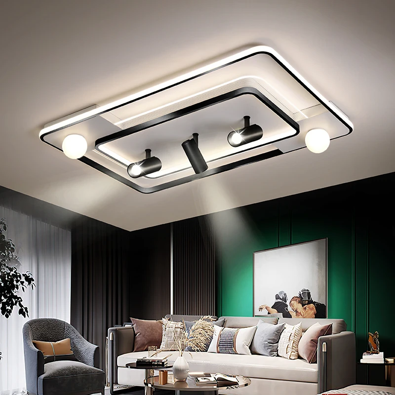 

Lustre Indoor Ceiling Light LED With Spotlight Minimalist Black&White Lamp Living Dining Room Fixture Bedroom Foyer Decoration