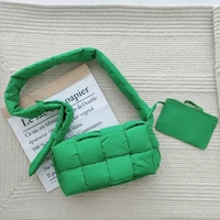brand designer woven messenger bag nylon padded shoulder bag crossbody bags cotton pillow bag shoulder handbag bag female
