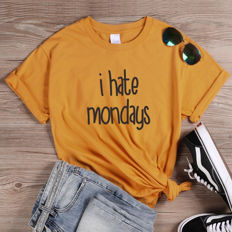 ONSEME/Летняя забавная футболка с надписью I Hate Monday женские хипстерские уличные топы
