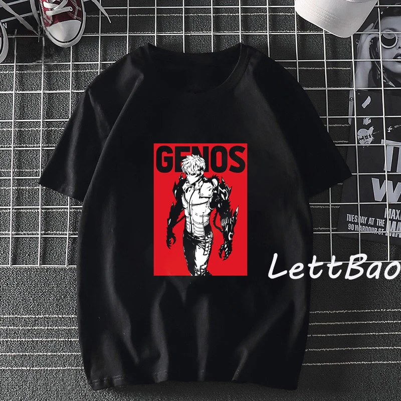 

ONE PUNCH MAN genos Print anime T Shirt Casual Men Women T-Shirt Funny Cool T Shirt Short Sleeve Tops Black t-shirt
