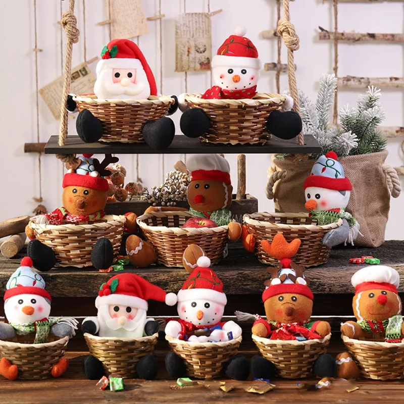 Рождественская корзина для хранения конфет декоративная Санта-Клауса