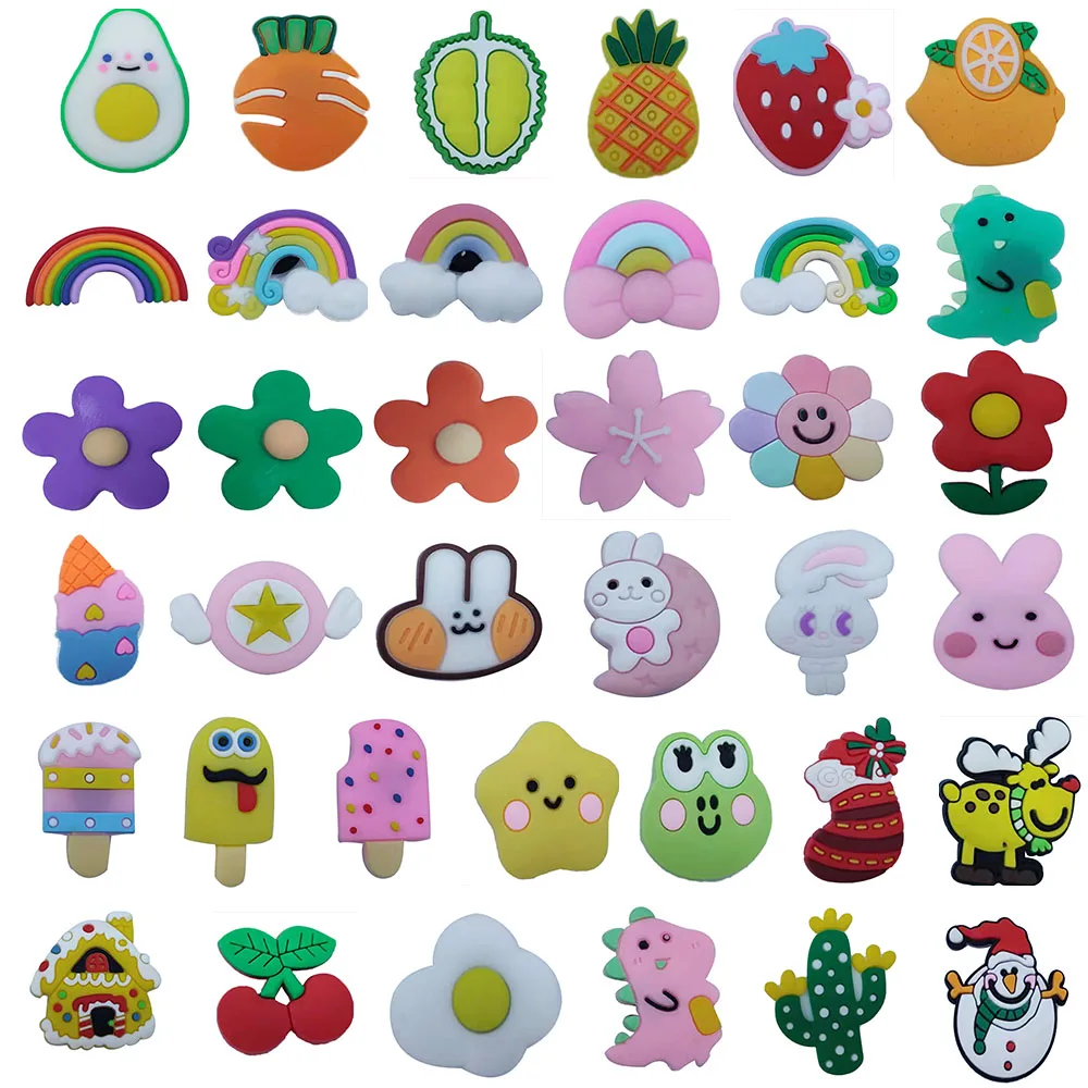 

37PCS PVC Fridge Magnets Elk Dinosaur Gingerbread Man Strawberry Pineapple Lemon Durian Carrot Egg Refrigerator Magnetic Sticker