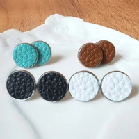 zwpon fashion jewelry wholesale designer inspired solid color pure soft pebble genuine leather button studs earrings for women