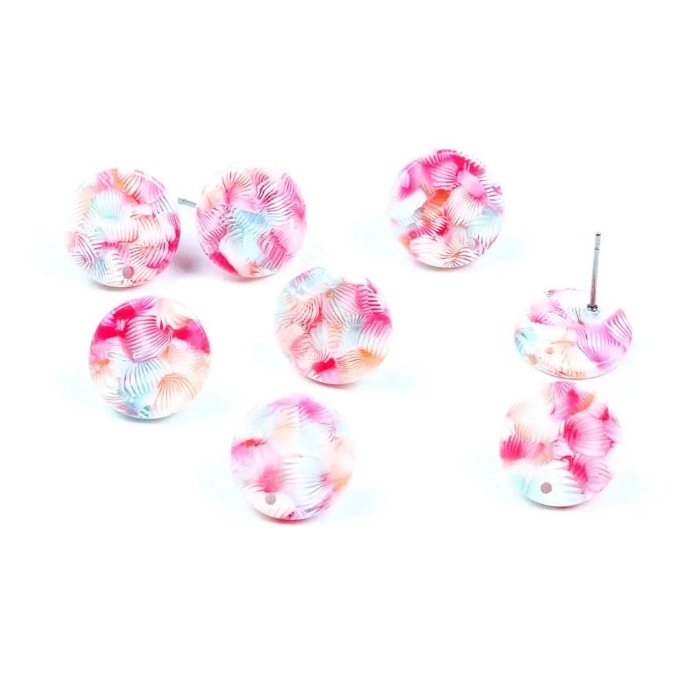 New Fashion Tortoise Shell Stud Earrings Acetate Acrylic Earring for Women Round Circle Studs Boho Ohrringe findings 15mm | Украшения и