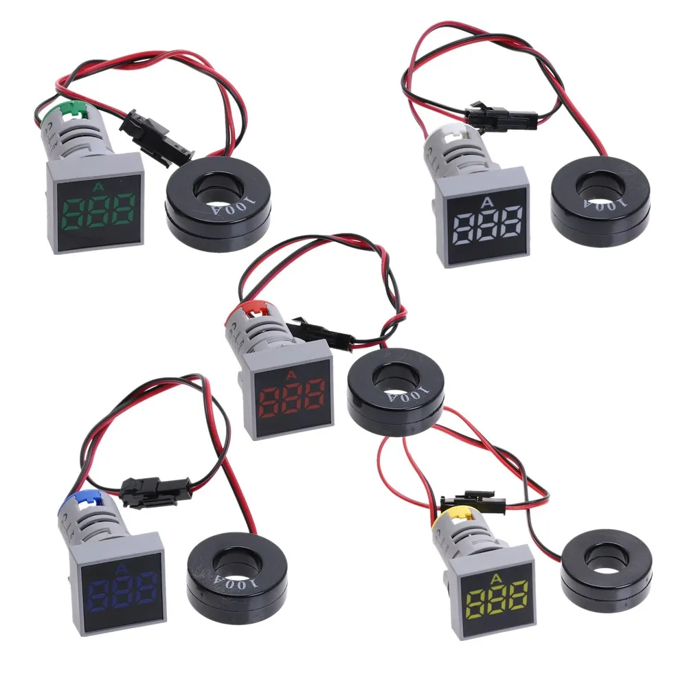 22MM AC 20-500V Voltmeter 0-100A Ampere Square Panel LED Digital Voltage Meter Indicator Light
