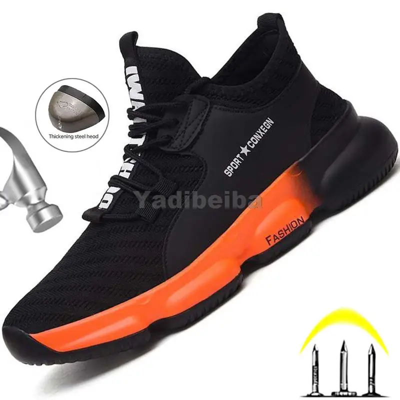 

Work Sneakers Lightweight Men Work Shoes Safety Boots Anti-puncture Work Boots Men Anti-smash Industrial Shoes Plus Size 47 48
