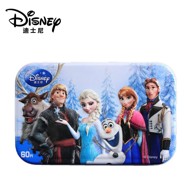B Section 2391 Disney Подлинная Молния Mc королева и Снежная королева 60 штук деревянные наклейки Головоломка Детские игрушки 3D железная коробка игрушки для детей - Цвет: B Section 2391
