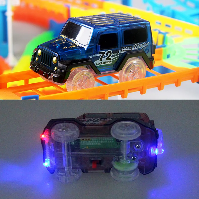 

2019 Railway Racing Track Play Set Educational DIY Bend Flexible Race Track Electronic Flash Light Car Toys For children