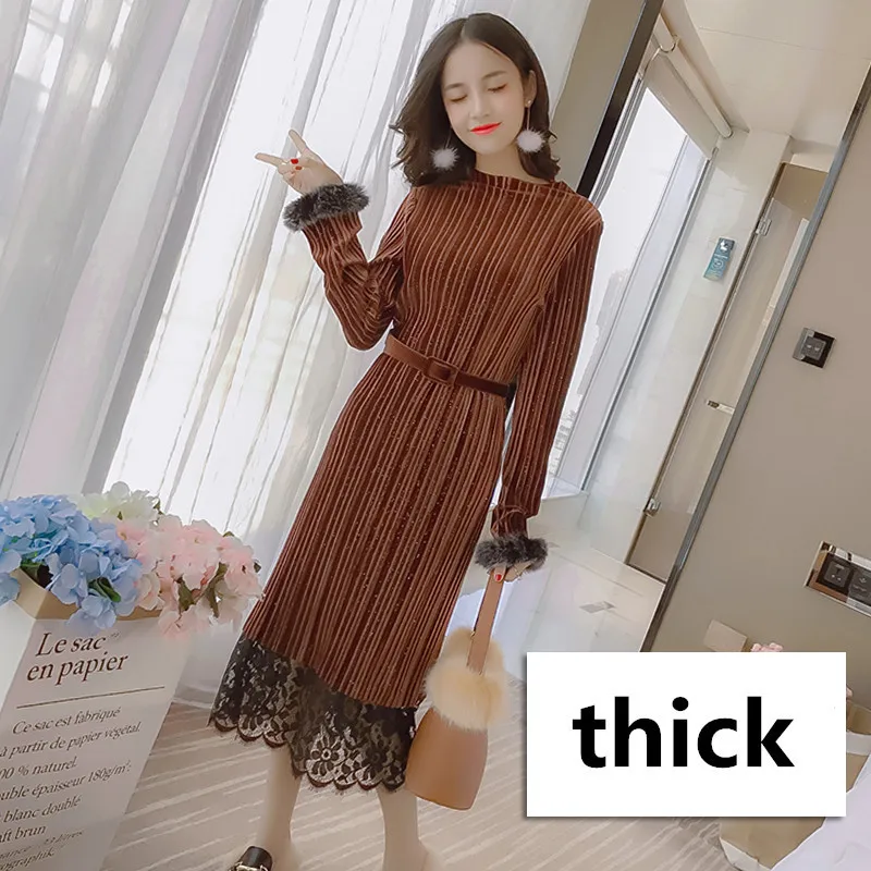 Новинка 2020 элегантное женское бархатное платье плиссированное с длинным рукавом